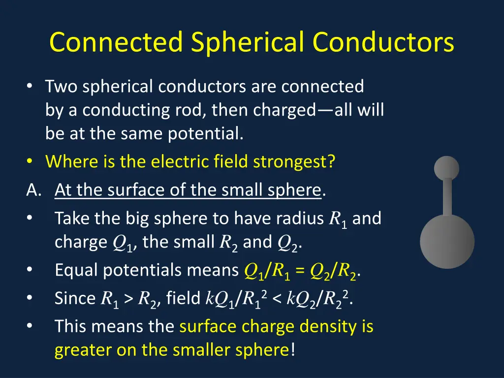 connected spherical conductors