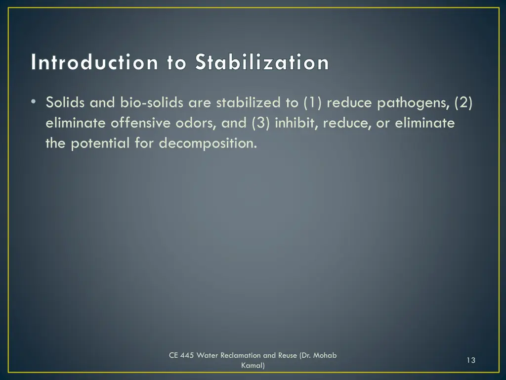 introduction to stabilization