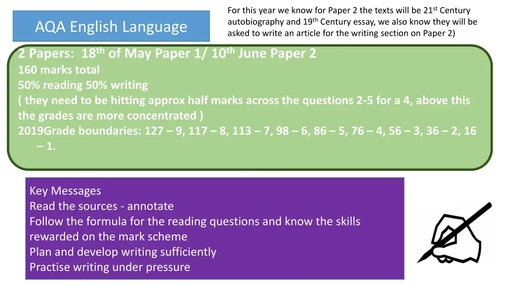 for this year we know for paper 2 the texts will