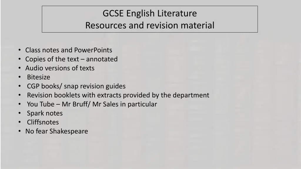 gcse english literature resources and revision
