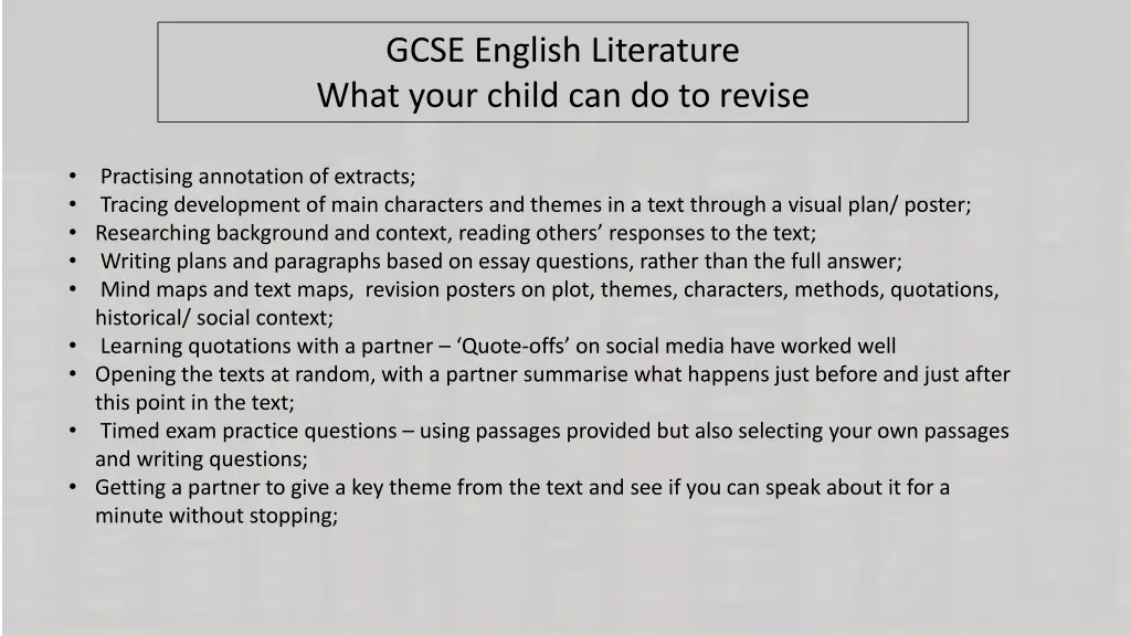 gcse english literature what your child