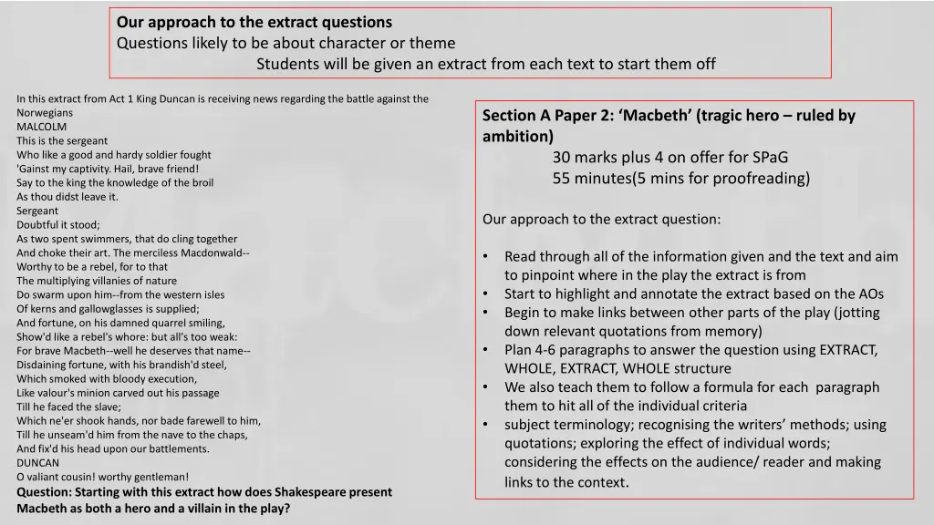 our approach to the extract questions questions