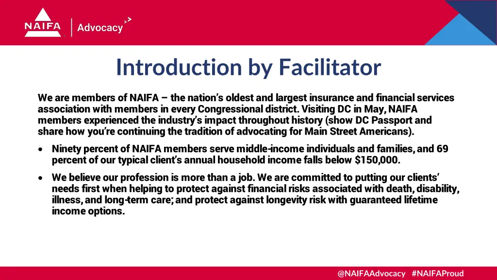 introduction by facilitator