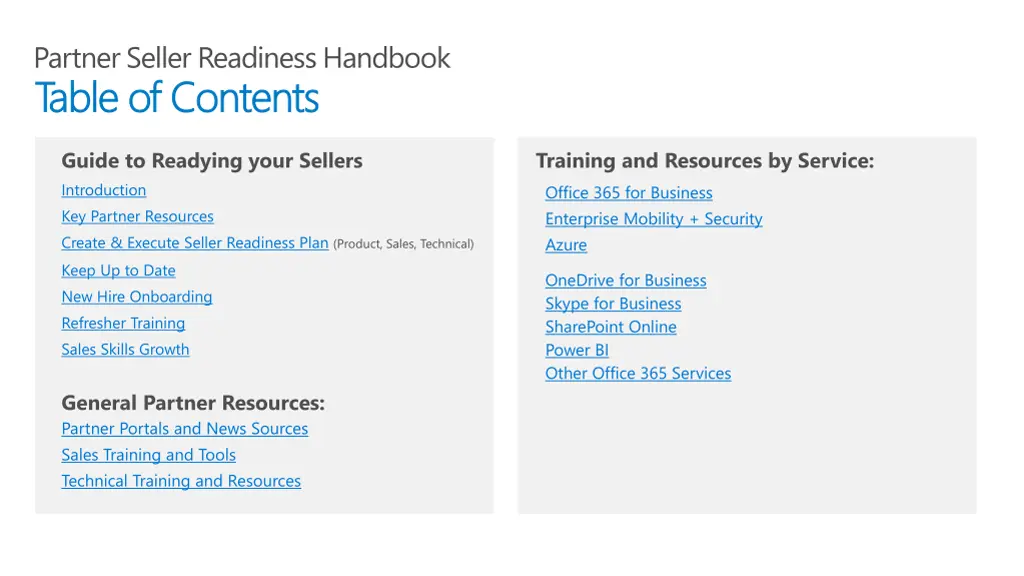 training and resources by service office