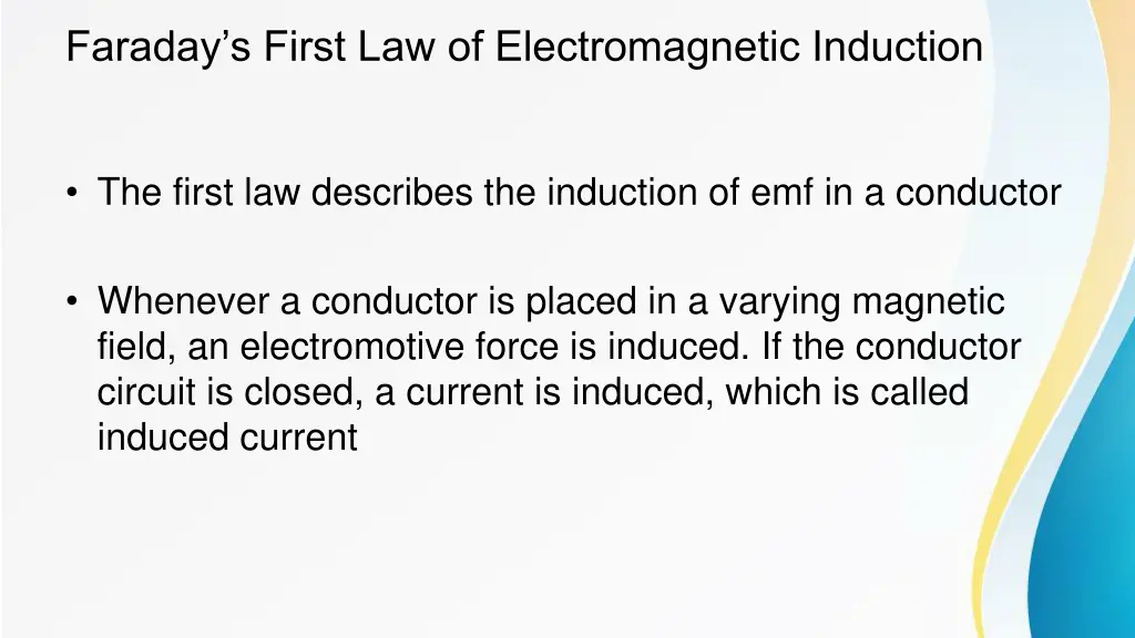 faraday s first law of electromagnetic induction