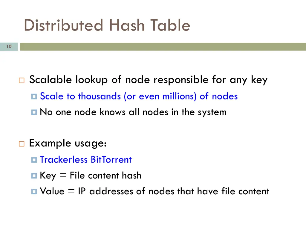 distributed hash table