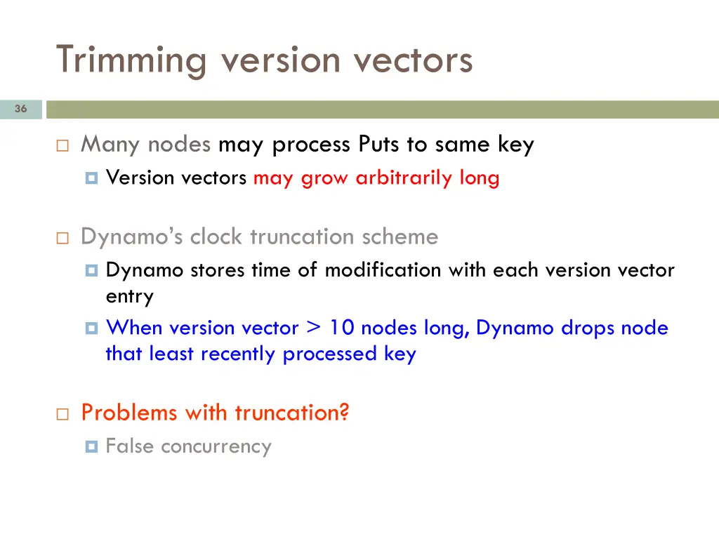 trimming version vectors