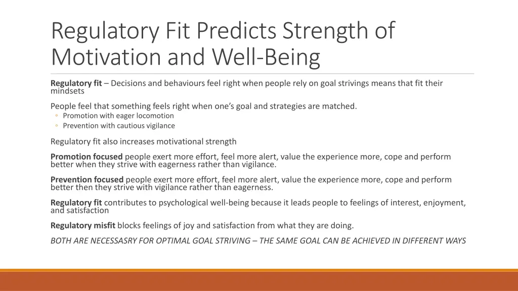 regulatory fit predicts strength of motivation