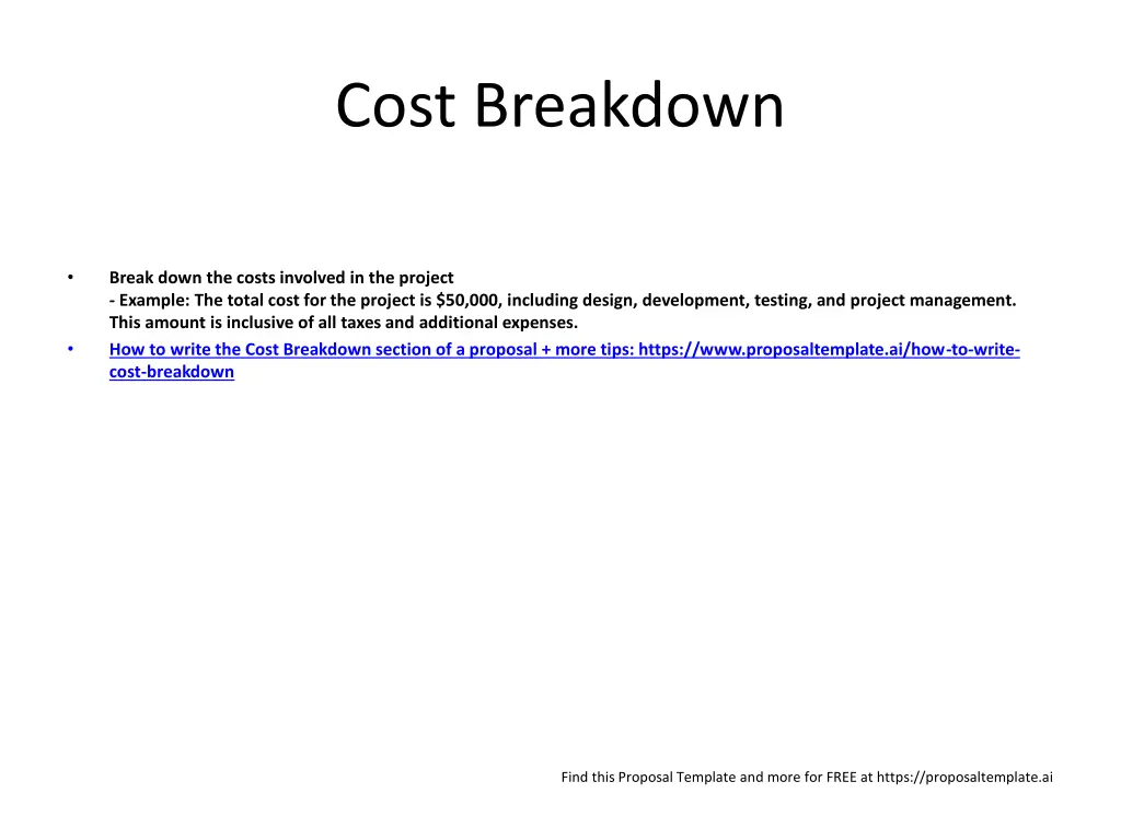 cost breakdown