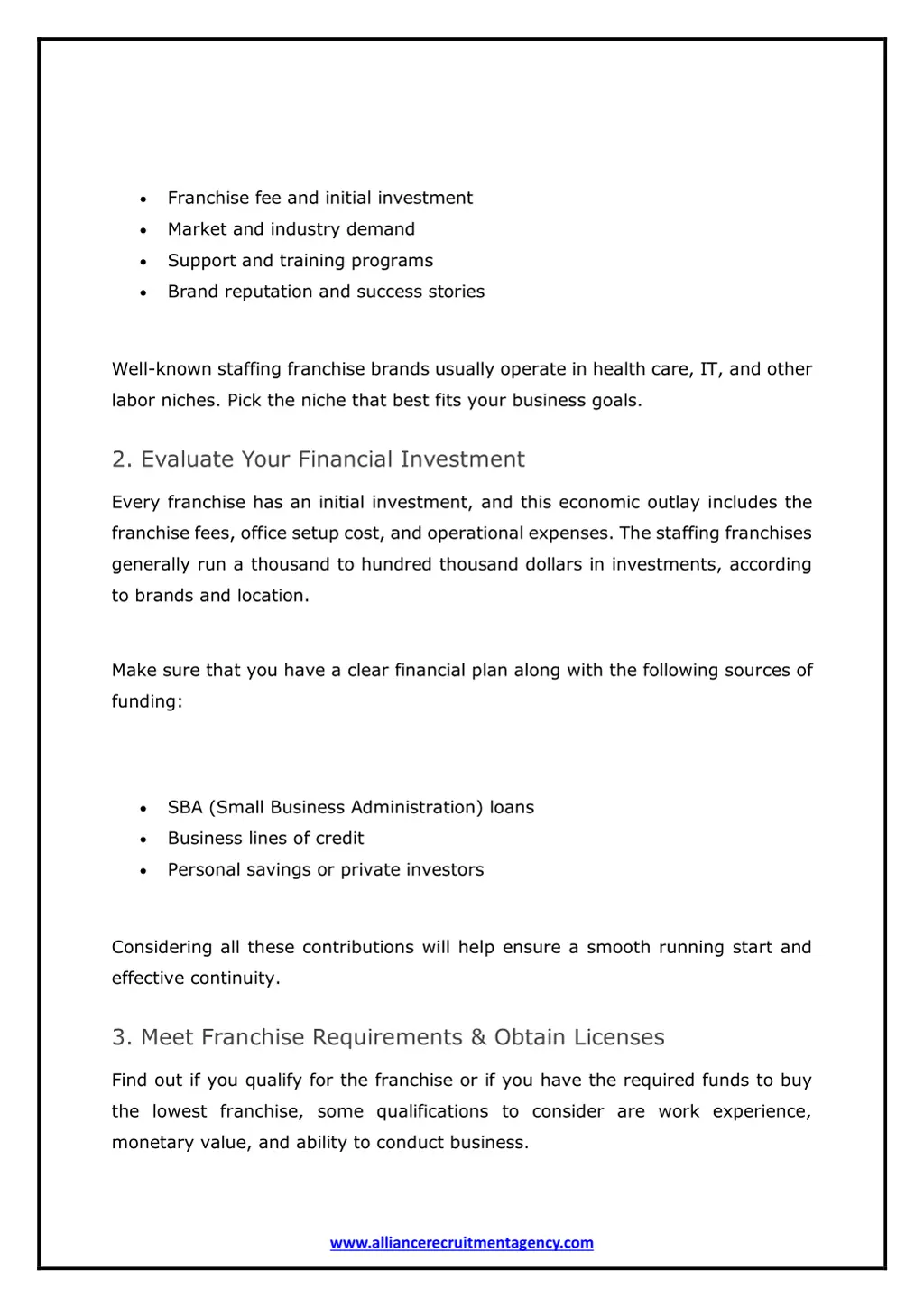 franchise fee and initial investment