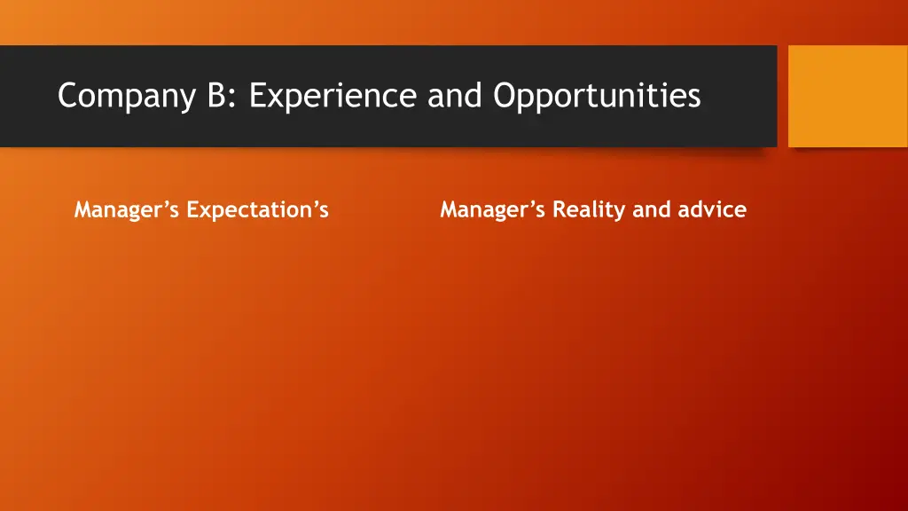 company b experience and opportunities