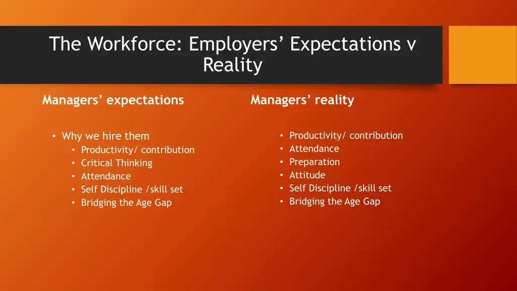 the workforce employers expectations v reality