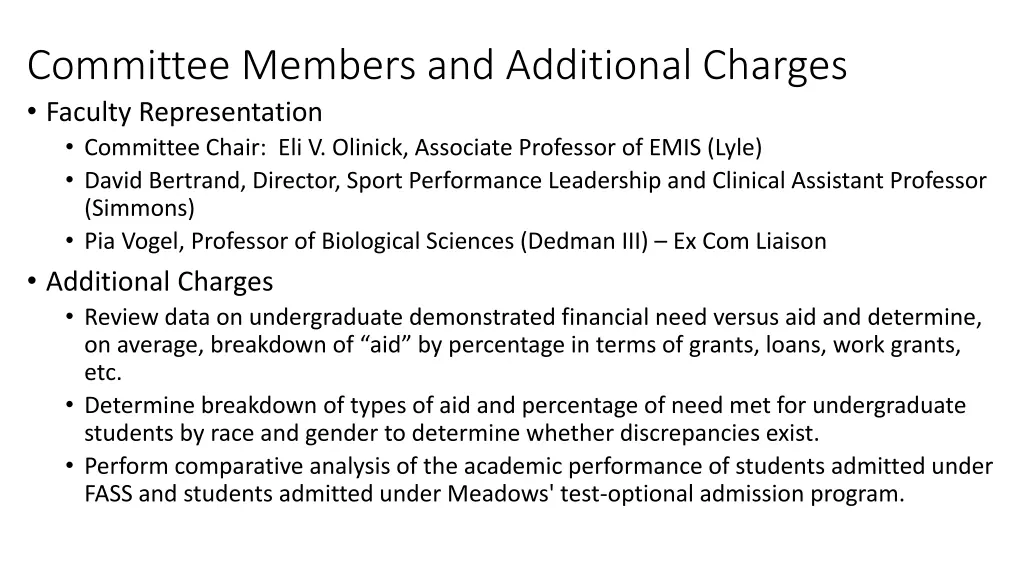 committee members and additional charges faculty