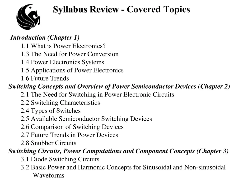 syllabus review covered topics