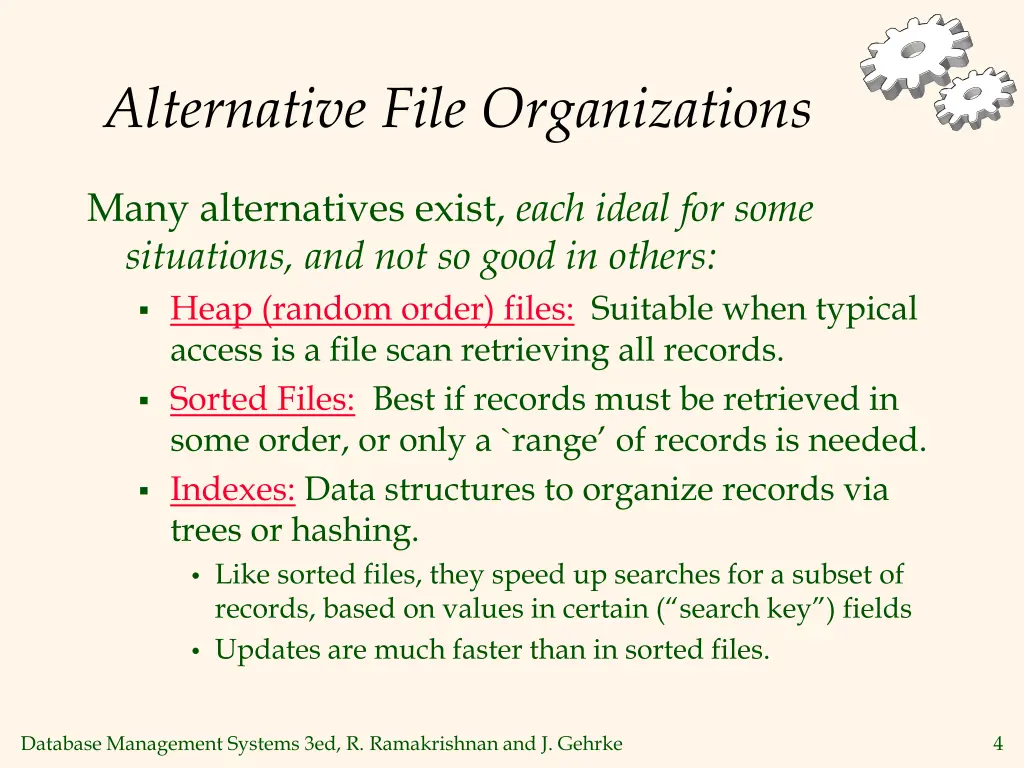 alternative file organizations