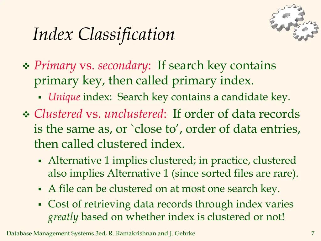 index classification