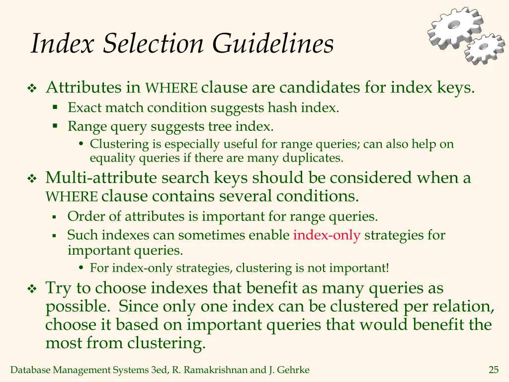index selection guidelines