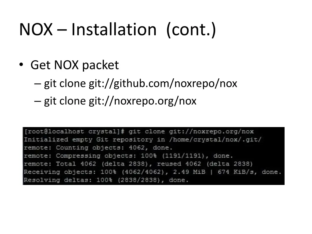 nox installation cont