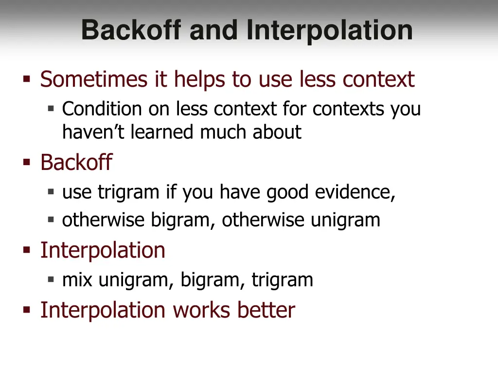 backoff and interpolation