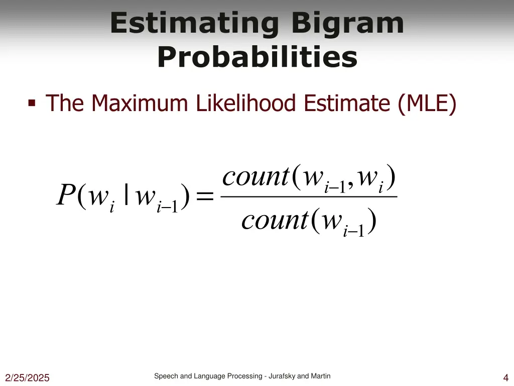 estimating bigram probabilities
