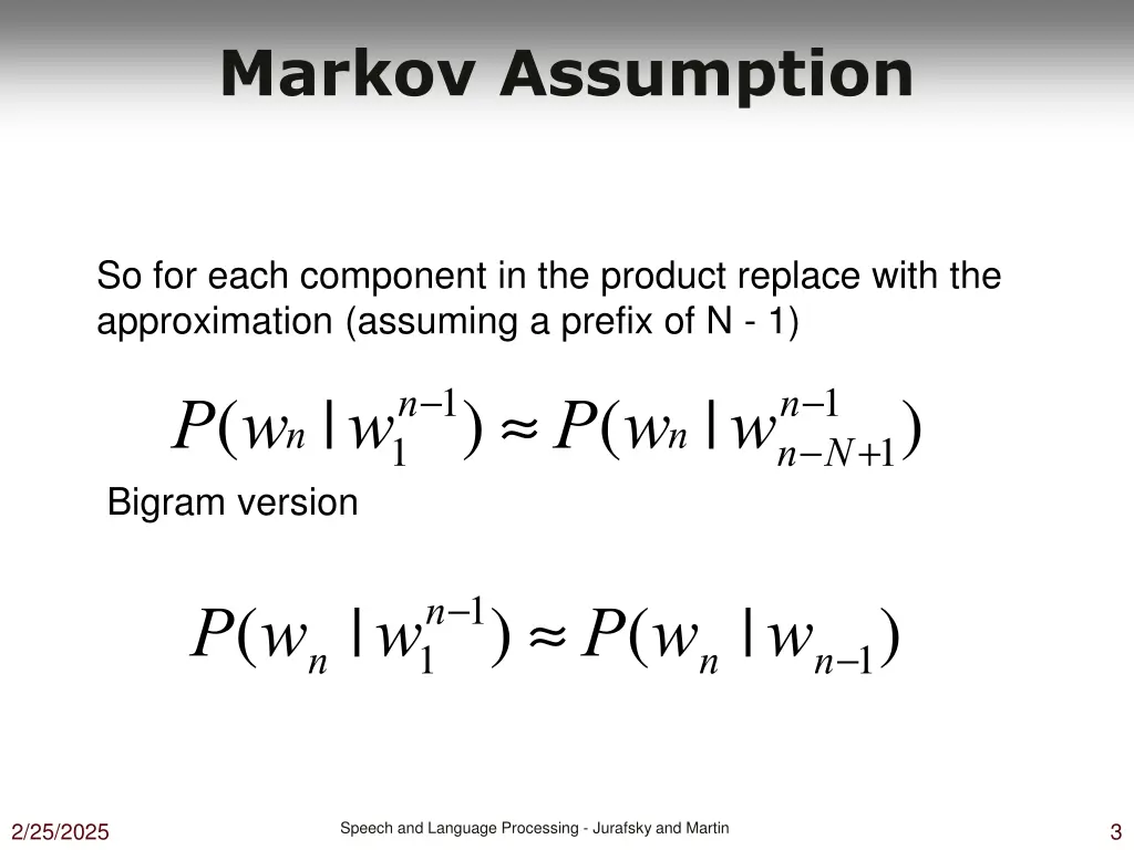 markov assumption