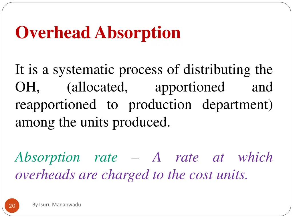 overhead absorption