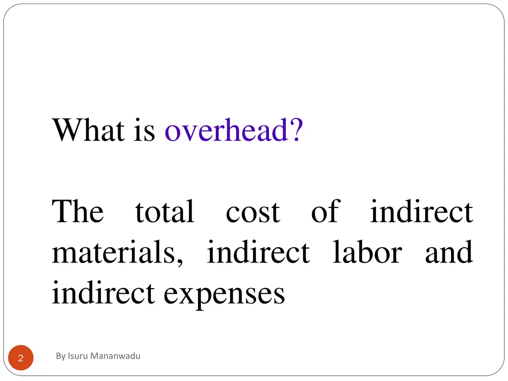 what is overhead