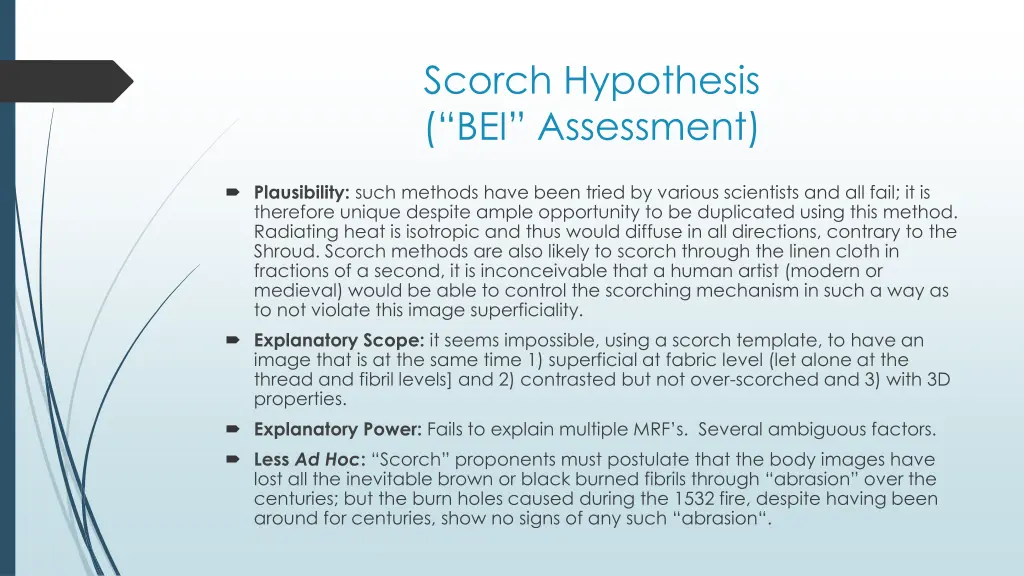 scorch hypothesis bei assessment