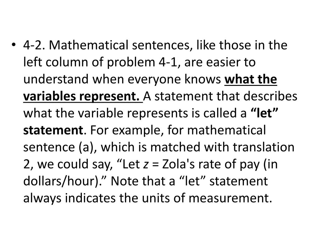4 2 mathematical sentences like those in the left