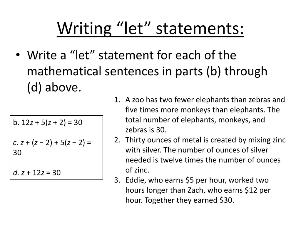 writing let statements