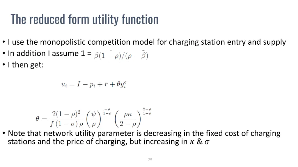 the reduced form utility function