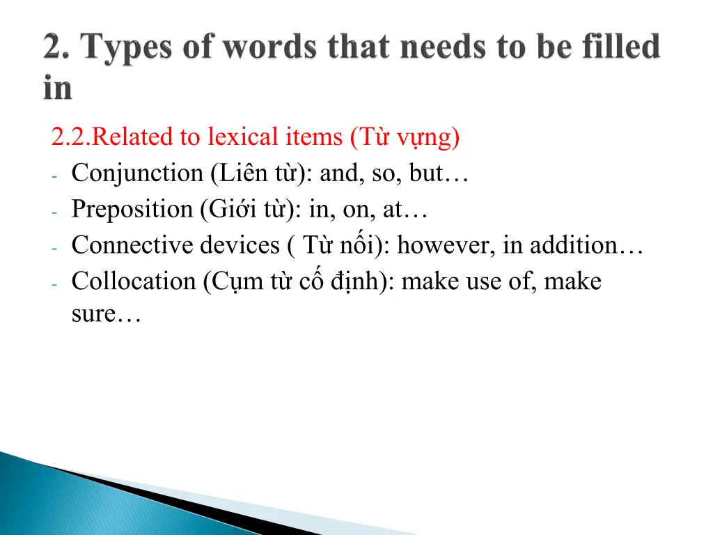 2 2 related to lexical items t v ng conjunction