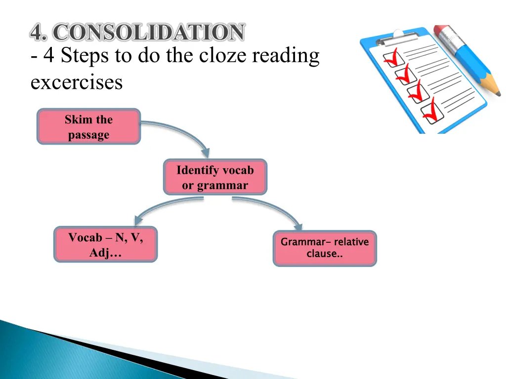 4 steps to do the cloze reading excercises