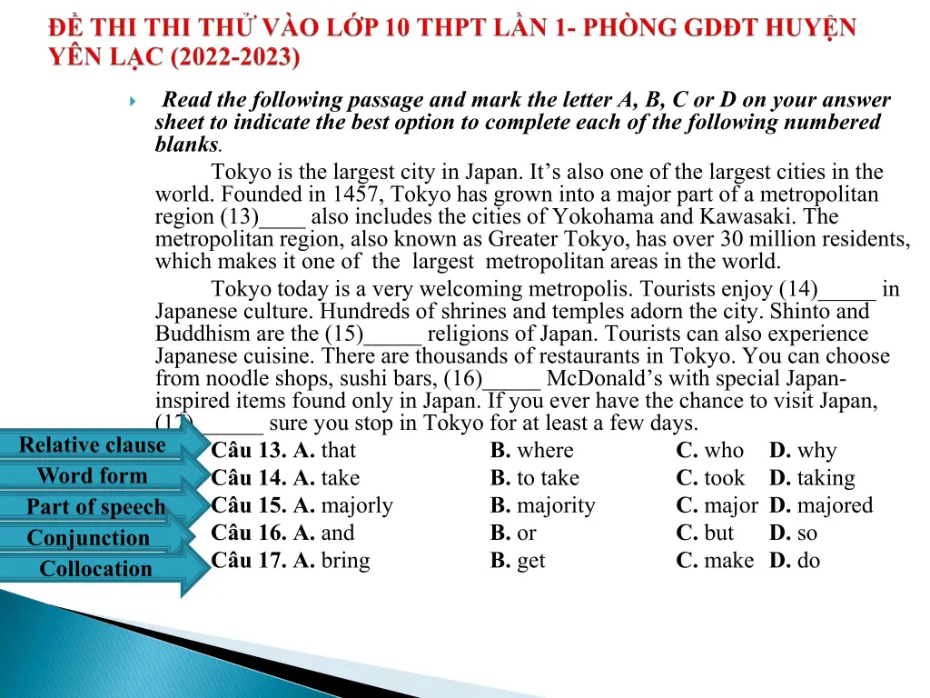 read the following passage and mark the letter