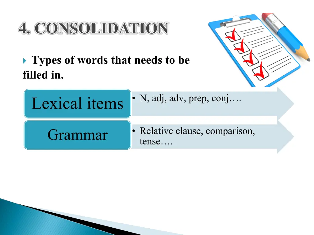 types of words that needs to be filled in