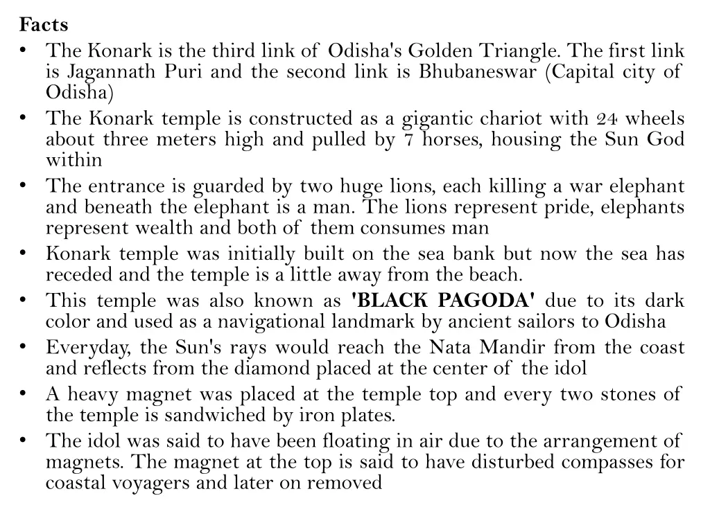 facts the konark is the third link of odisha