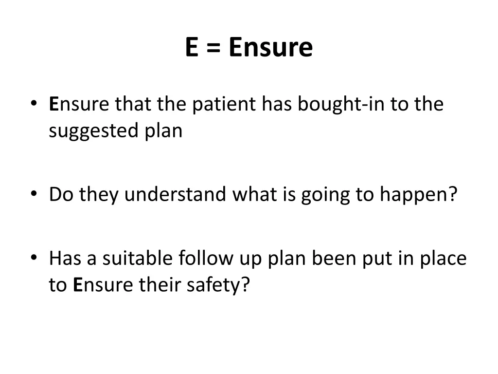 e ensure