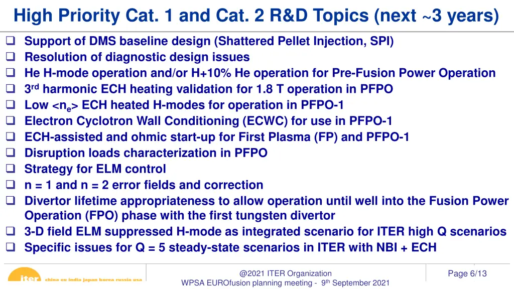 high priority cat 1 and cat 2 r d topics next