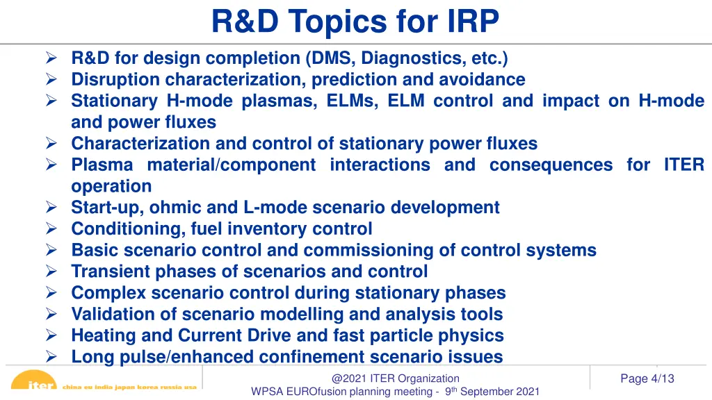 r d topics for irp
