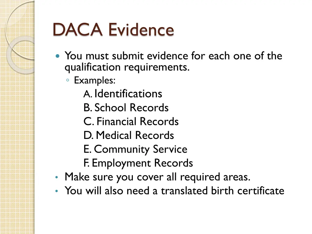 daca evidence