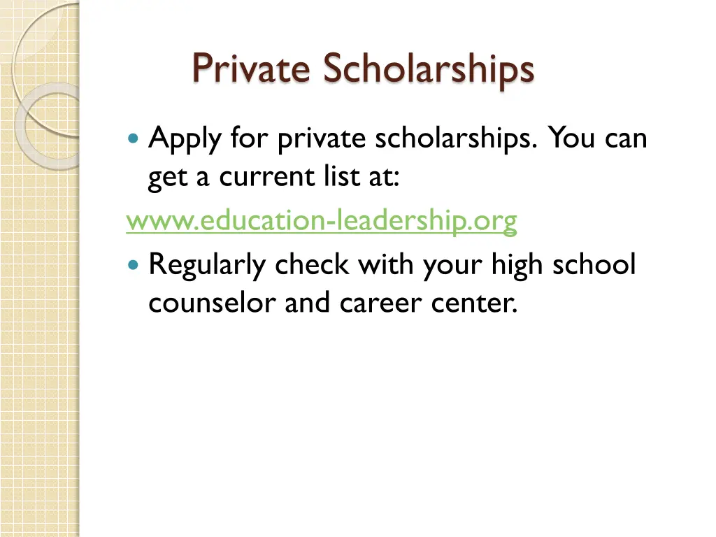 private scholarships