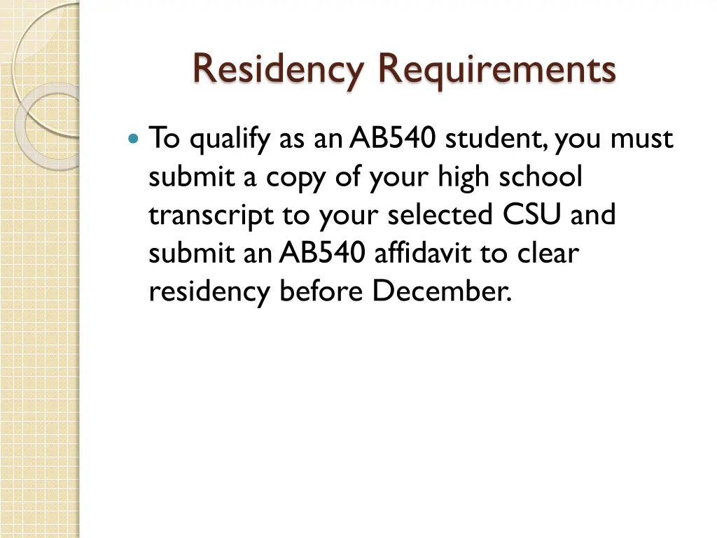 residency requirements