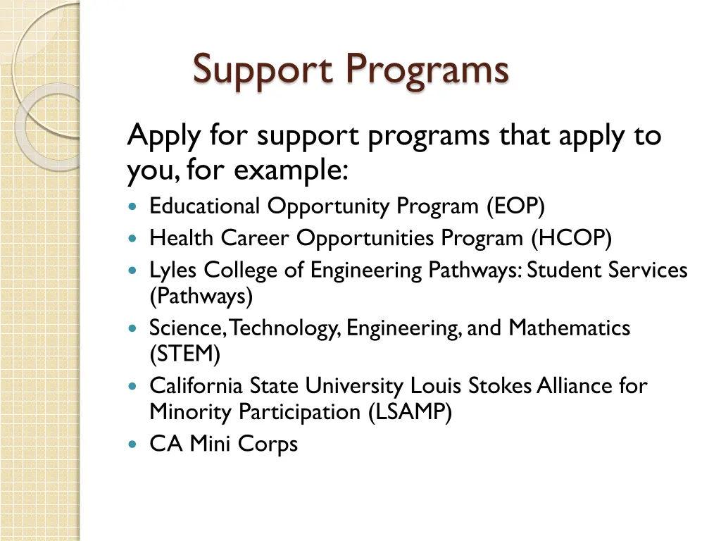 support programs