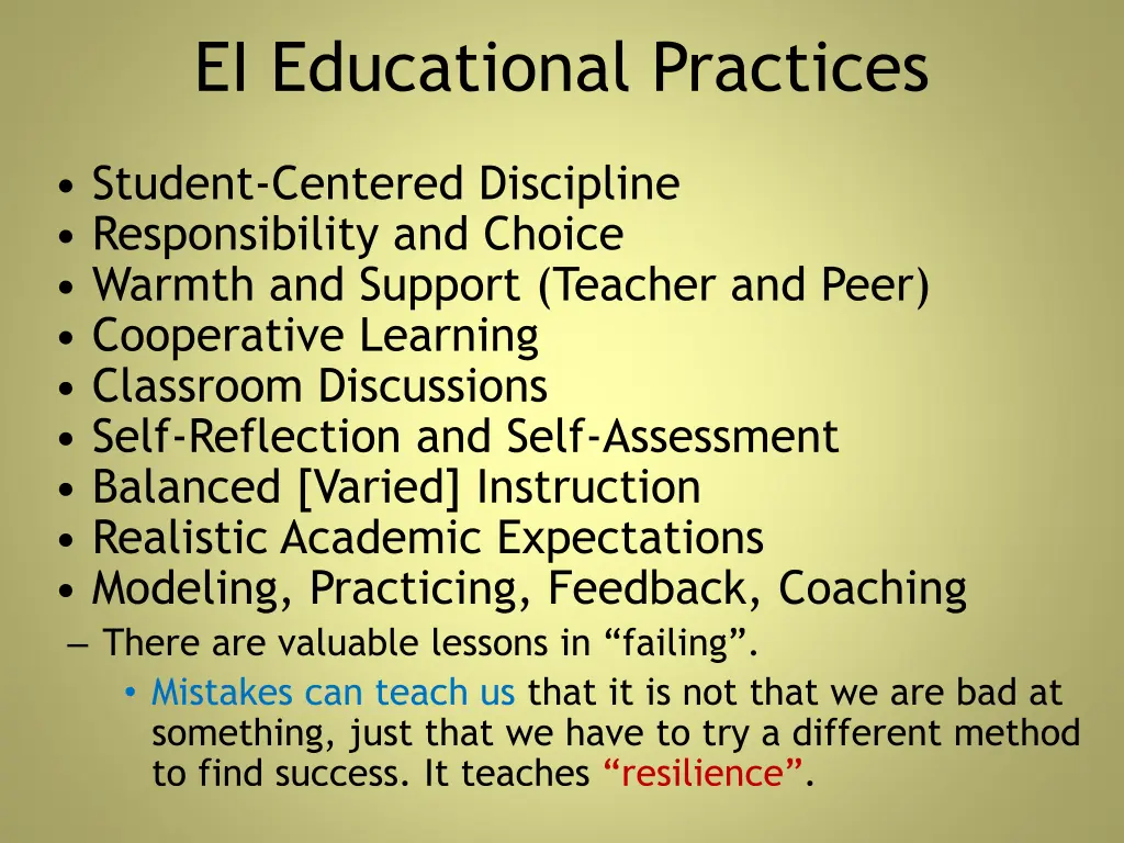 ei educational practices