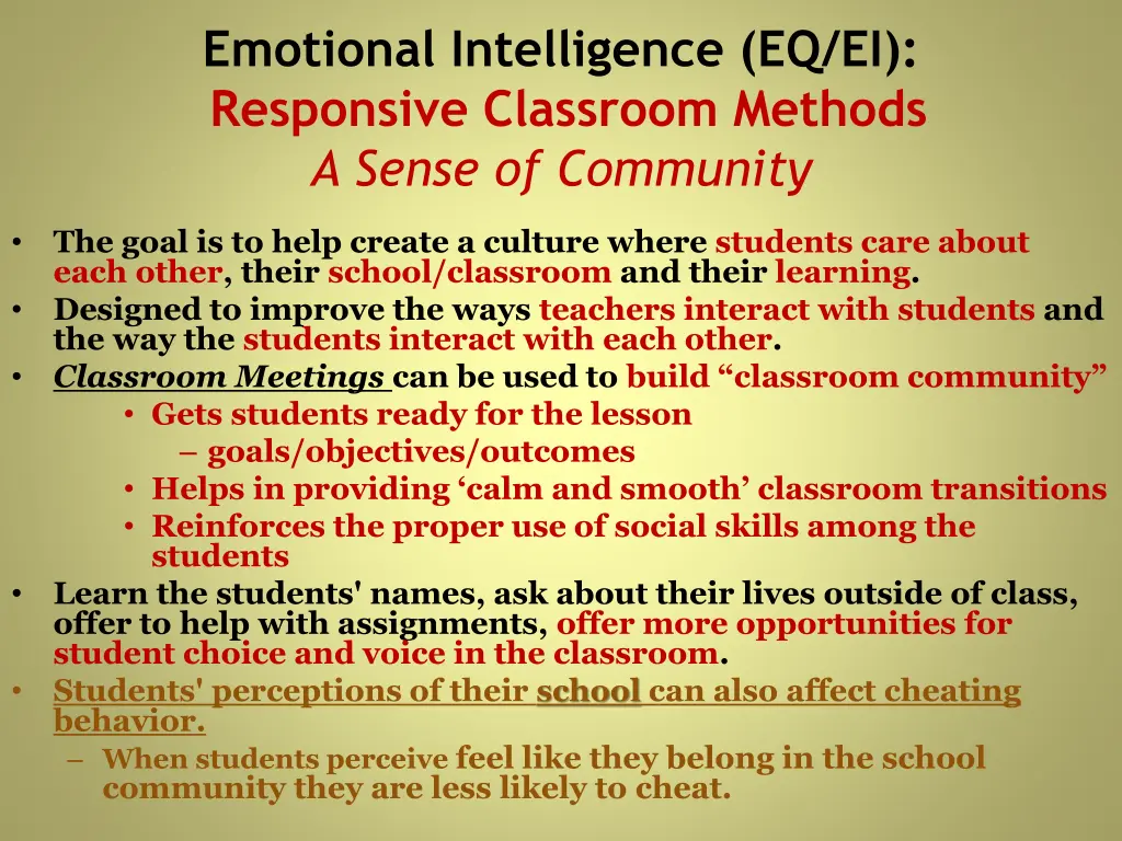 emotional intelligence eq ei responsive classroom
