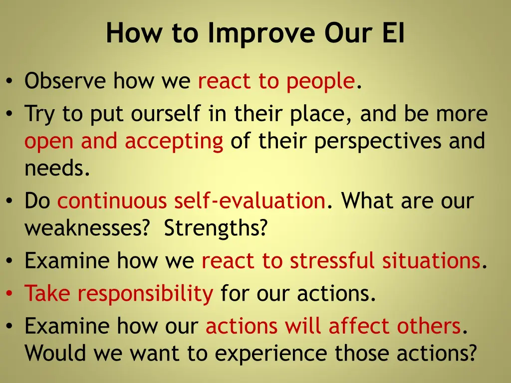 how to improve our ei