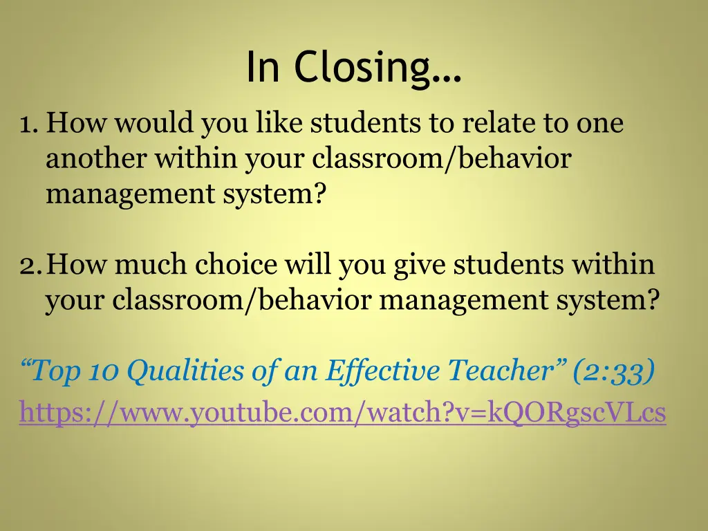 in closing