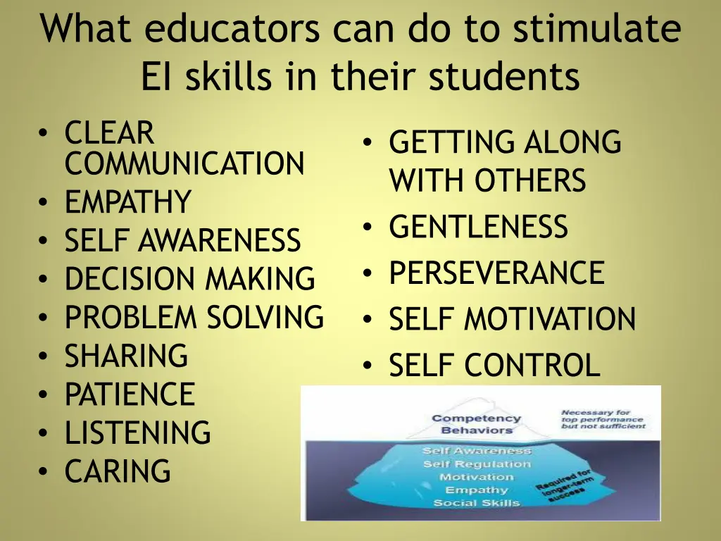 what educators can do to stimulate ei skills