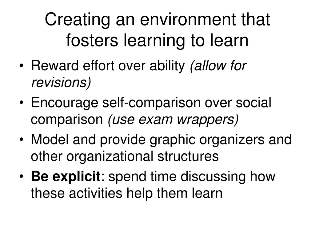 creating an environment that fosters learning