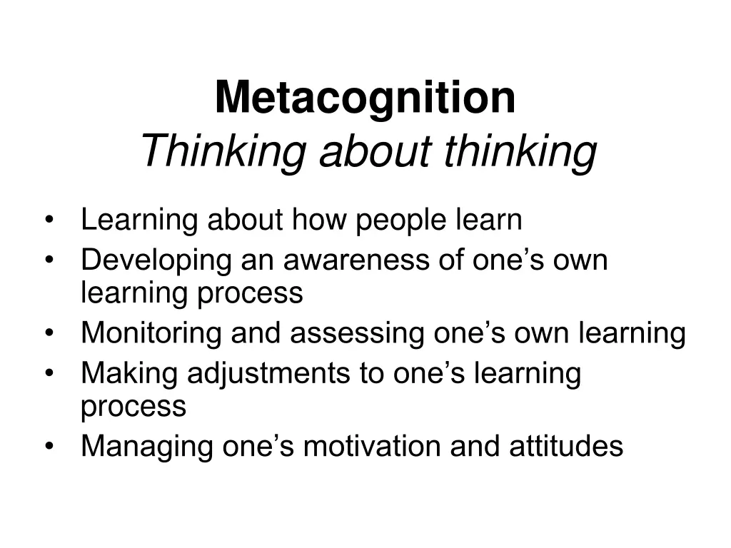 metacognition thinking about thinking